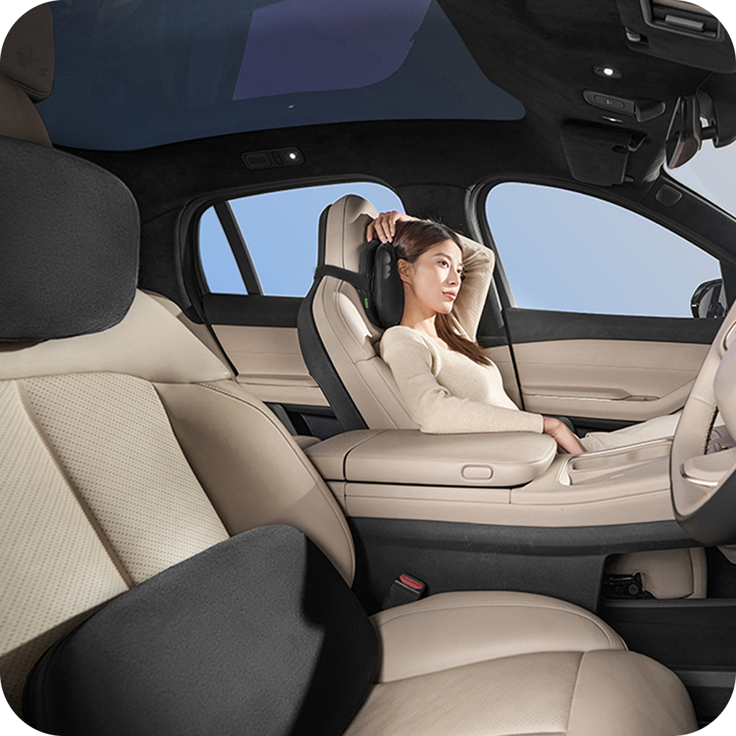 (draft) cicido set headrest & lumbar support mobil dual feel cooling memory foam set sandaran kepala & pinggang mobil premium