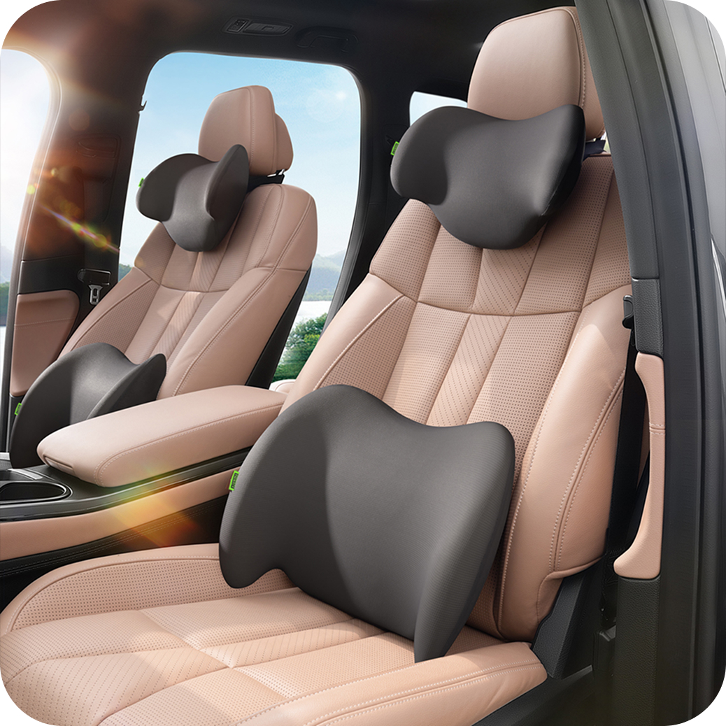 (draft) cicido paket bantal sandaran mobil kepala & pinggang super ergonomis angel wings cooling memory foam anti bakteri