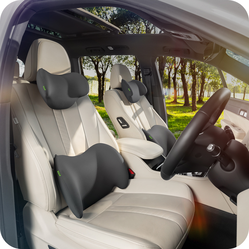 (draft) cicido paket bantal sandaran mobil kepala & pinggang super ergonomis angel wings cooling memory foam anti bakteri